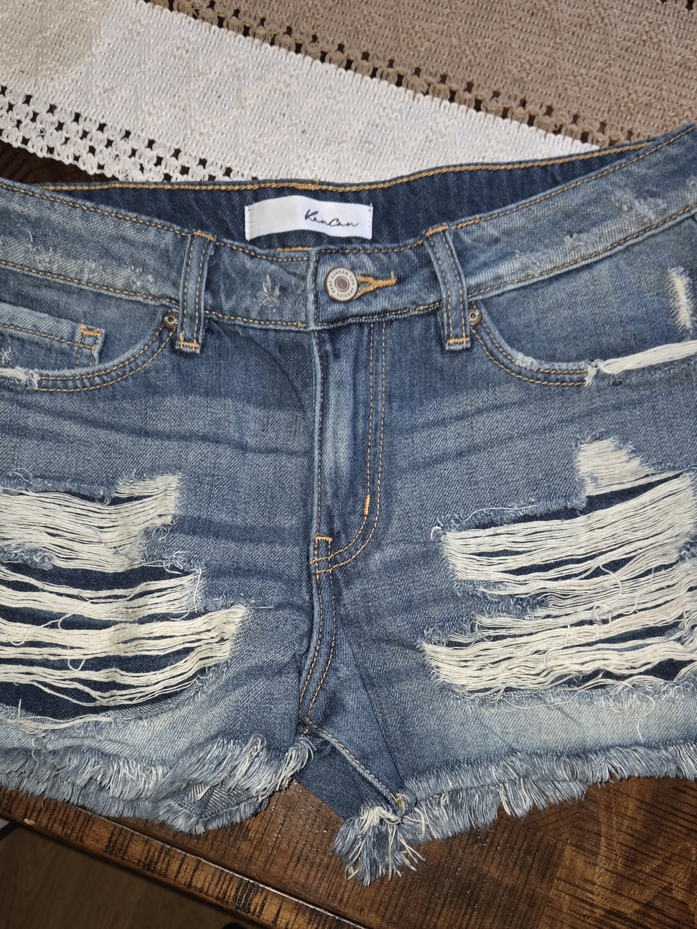 Kancan Distressed Denim Cutoff Shorts - Blue Size 5
